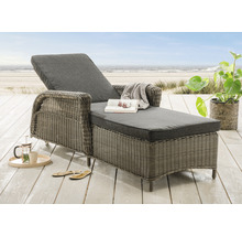 Gartenliege Destiny CASA 202x83x58 cm inkl. Auflage, Polyrattan, vintage grau
