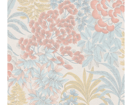 Vliestapete floral pink creme blau silber Vliestapete floral pink creme blau silber