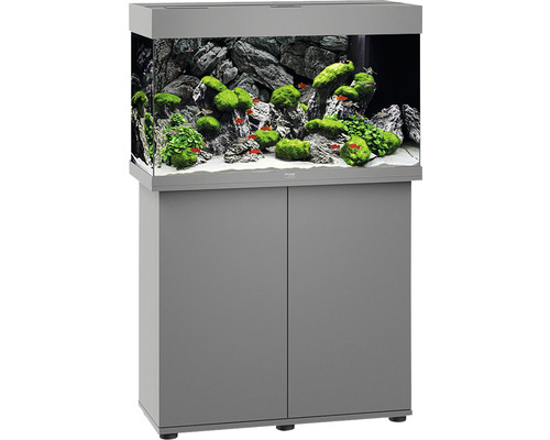 Aquariumkombination Juwel Rio 125 LED SBX mit LED-Beleuchtung, Heizer, Filter und Unterschrank grau