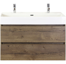 Waschbeckenunterschrank Sanox Maxx XL 73x101x45,5 cm mit Doppel-Keramikwaschbecken tabacco