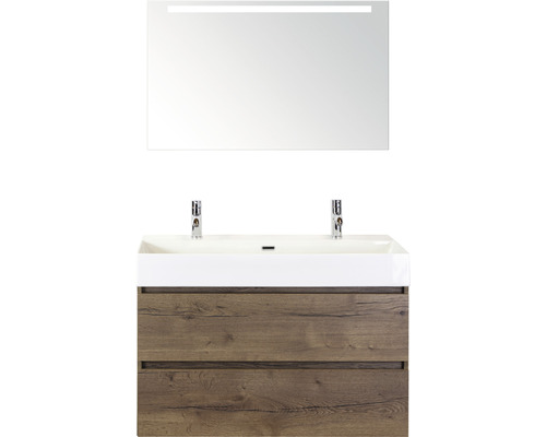 Badmöbel-Set Sanox Maxx XL Keramik 183x101x45,5 cm Doppel-Keramikwaschbecken tabacco mit LED-Beleuchtung Badmöbel-Set Sanox Maxx XL Keramik 183x101x45,5 cm Doppel-Keramikwaschbecken tabacco mit LED-Beleuchtung