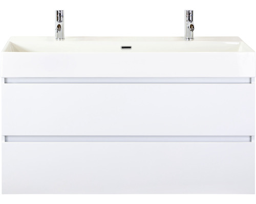 Waschbeckenunterschrank Sanox Maxx XL 73x121x45,5 cm mit Doppel-Keramikwaschbecken weiß hochglanz Waschbeckenunterschrank Sanox Maxx XL 73x121x45,5 cm mit Doppel-Keramikwaschbecken weiß hochglanz