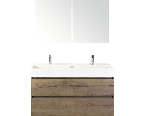Badmöbel-Set Sanox Maxx XL Keramik 183x121x45,5 cm Doppel-Keramikwaschbecken tabacco mit Spiegelschrank Badmöbel-Set Sanox Maxx XL Keramik 183x121x45,5 cm Doppel-Keramikwaschbecken tabacco mit Spiegelschrank