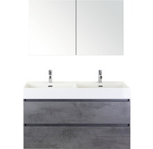 Badezimmermöbel-Set mit Doppelwaschbecken, Unterschrank und Spiegelschrank