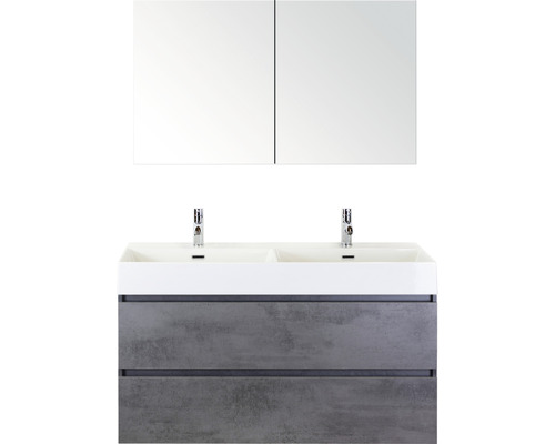 Badmöbel-Set Sanox Maxx XL Keramik 183x121x45,5 cm Doppel-Keramikwaschbecken 2 Becken beton anthrazit mit Spiegelschrank Badmöbel-Set Sanox Maxx XL Keramik 183x121x45,5 cm Doppel-Keramikwaschbecken 2 Becken beton anthrazit mit Spiegelschrank