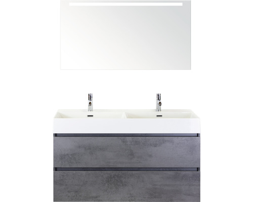 Badmöbel-Set Sanox Maxx XL Keramik 183x121x45,5 cm Doppel-Keramikwaschbecken 2 Becken beton anthrazit mit LED-Beleuchtung Badmöbel-Set Sanox Maxx XL Keramik 183x121x45,5 cm Doppel-Keramikwaschbecken 2 Becken beton anthrazit mit LED-Beleuchtung
