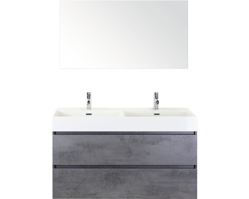Badmöbel-Set Sanox Maxx XL Keramik 183x121x45,5 cm Doppel-Keramikwaschbecken 2 Becken beton anthrazit mit Spiegel Badmöbel-Set Sanox Maxx XL Keramik 183x121x45,5 cm Doppel-Keramikwaschbecken 2 Becken beton anthrazit mit Spiegel
