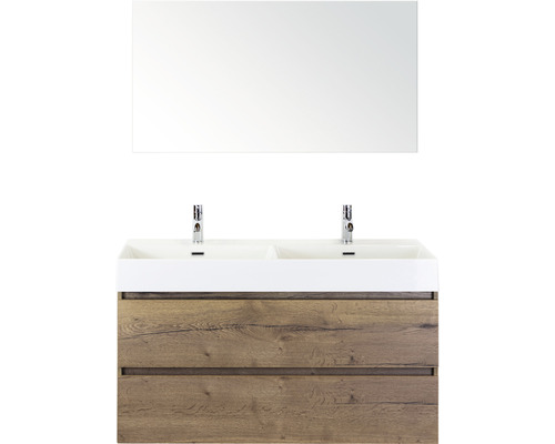 Badmöbel-Set Sanox Maxx XL Keramik 183x121x45,5 cm Doppel-Keramikwaschbecken 2 Becken tabacco mit Spiegel Badmöbel-Set Sanox Maxx XL Keramik 183x121x45,5 cm Doppel-Keramikwaschbecken 2 Becken tabacco mit Spiegel