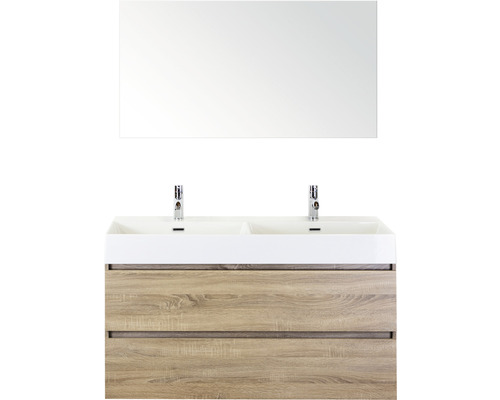 Badmöbel-Set Sanox Maxx XL Keramik 183x121x45,5 cm Doppel-Keramikwaschbecken 2 Becken eiche grau mit Spiegel Badmöbel-Set Sanox Maxx XL Keramik 183x121x45,5 cm Doppel-Keramikwaschbecken 2 Becken eiche grau mit Spiegel