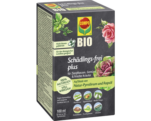 Schädlings-frei plus Compo Konzentrat 100 ml Reg.Nr. 3141-901 Compo Bio Schädlingsfrei Plus Mittel zur Schädlingsbekämpfung in einer 100 ml Flasche