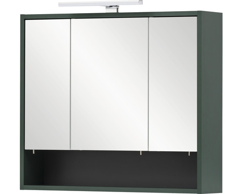 LED-Spiegelschrank Möbelpartner Kent 3-türig 70x16x64,2 cm waldgrün