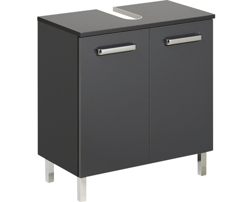 Waschbeckenunterschrank Pelipal Mainz 62x60x33 cm ohne Waschbecken anthrazit Waschbeckenunterschrank mit zwei Türen und Metallgriffen