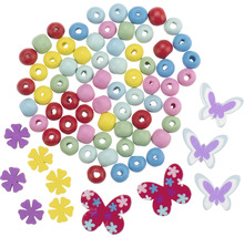 Holzperlen und Holzformen, sortiert