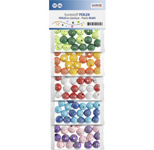 Kunststoffperlen in verschiedenen Farben und mit Punktmuster