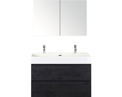 Badmöbel-Set Sanox Maxx XL Keramik 170x101x45,5 cm Doppel-Keramikwaschbecken black oak mit Spiegelschrank Badmöbel-Set Sanox Maxx XL Keramik 170x101x45,5 cm Doppel-Keramikwaschbecken black oak mit Spiegelschrank