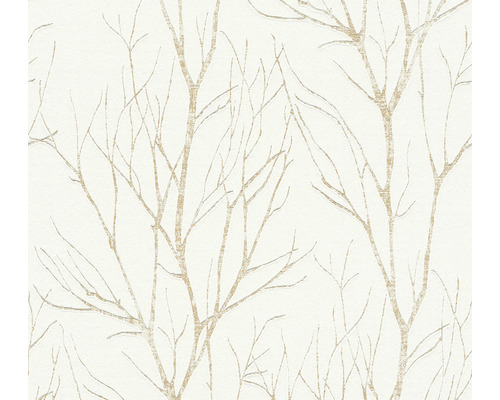 Vliestapete 37260-3 Attractive 2 Äste beige-gold glänzend Tapete mit Baumzweigenmuster