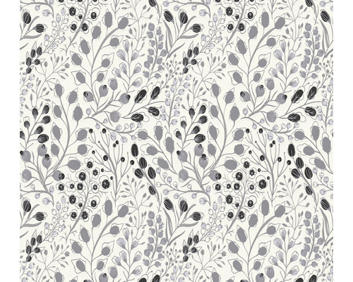 Vliestapete 38847-3 Attractive 2 Blumenranke weiß-schwarz Tapete mit floralem Muster aus Blättern und Blüten