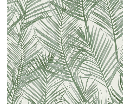 Vliestapete 39038-1 Attractive 2 Palmenblätter grün-weiß