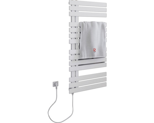 Elektrischer Handtuchwärmer SCHULTE Breda Heizstab links 50 x 106 cm 600 W mit Schukostecker weiß