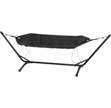 Schwarze Hängematte mit Metallgestell für den Garten