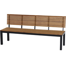 Gartenbank mit Rückenlehne aus Holz und Metall