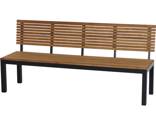 Gartenbank mit Rückenlehne aus Holz und Metall