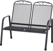 Doppelsitzer Gartenbank aus Metall mit Armlehnen und Netzmuster