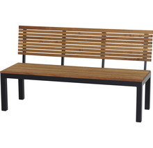 Gartenbank mit Rückenlehne aus Holz und Metallgestell