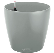 Grauer Blumentopf mit Wasserstandsanzeiger