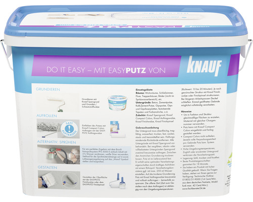 Eimer Knauf Easyputz mit Verarbeitungshinweisen