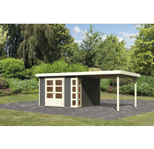 Gartenhaus Karibu Naomi 6 inkl. Anbau 2,4 m 558 x 331 cm grau