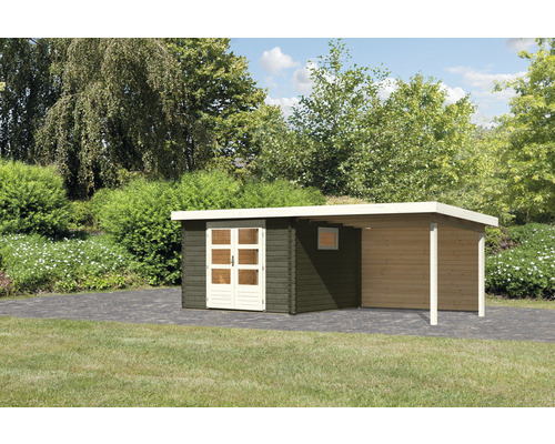 Gartenhaus Karibu Tossens inkl. Tür Unterkonstruktion Dachanbau 580 x 297 cm