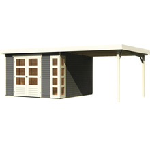 Gartenhaus Karibu Naomi 6 inkl. Anbau 2,4 m 558 x 331 cm grau