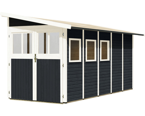 Holzgartenhaus mit Doppeltür und Fenstern