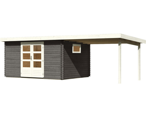 Gartenhaus aus Holz mit Doppeltür und Vordach