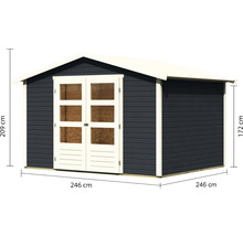 Gartenhaus aus Holz mit Doppeltür und Größenangaben