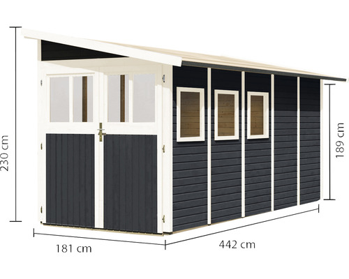 Holzgartenhaus mit Abmessungen