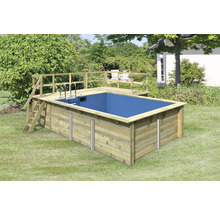 Aufstellpool aus Holz mit Leiter und Treppe