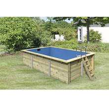 Aufstellpool Holzpool-Set Karibu rechteckig 530x350x124 cm inkl. Sandfilteranlage, Innenauskleidung blau & Leiter