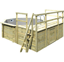 Holzpool mit Leiter und Geländer