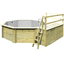 Achteckiger Holzpool mit Leiter und Plattform