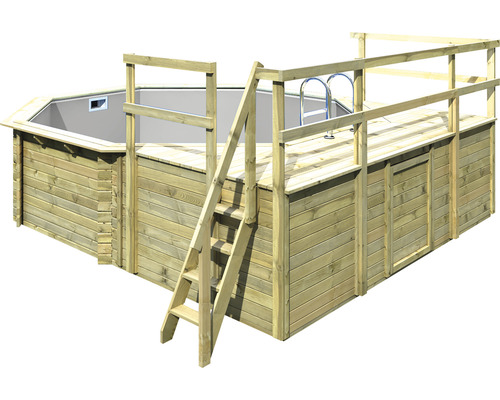 Holzpool mit Leiter und Plattform