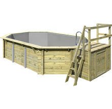 Holzpool mit Leiter und Plattform