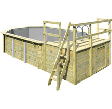 Holzpool mit Leiter und Plattform