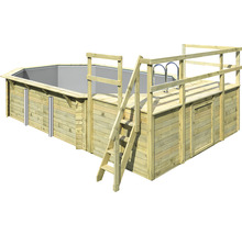 Holzpool mit Leiter und Geländer