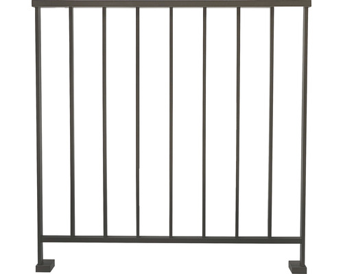 Pertura Geländer-Komplettset Triton anthrazit G-Form Aluminium für Bodenmontage 1 m Metallzaun zur Grundstücksbegrenzung