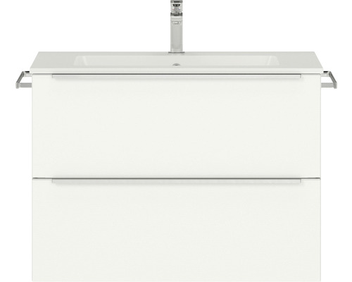 Waschbeckenunterschrank Nobilia Programm 1 41 81x59,1x48,7 cm mit Mineralmarmorwaschbecken weiß matt
