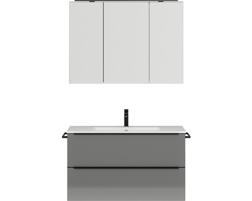 Bathroom Furniture Set Nobilia Program 1 101 101x169.1x48.7 cm Mineral Cast Washbasin Grey-