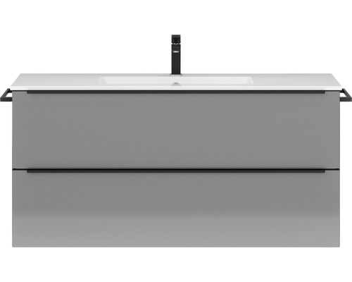 Waschbeckenunterschrank Nobilia Programm 1 125 121x59,1x48,7 cm mit Mineralmarmorwaschbecken grau hochglanz