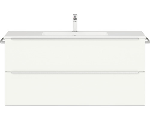 Waschbeckenunterschrank Nobilia Programm 1 120 121x59,1x48,7 cm Mineralmarmorwaschbecken weiß matt